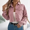 thumbnail image 7 of SCSAlgin Women's Fashion Cropped Shacket Button Down Corduroy Shacket Jackets Casual Long Sleeve Crop Jackets, 7 of 7