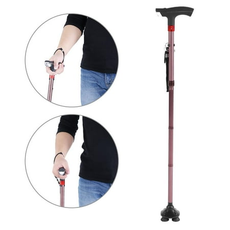 Foldable Walking Cane - HERCHR Walking Stick, Aluminum Alloy Foldable Elderly Walking Stick Guide Blind Cane Crutch with LED Light Alarm, Folding Cane