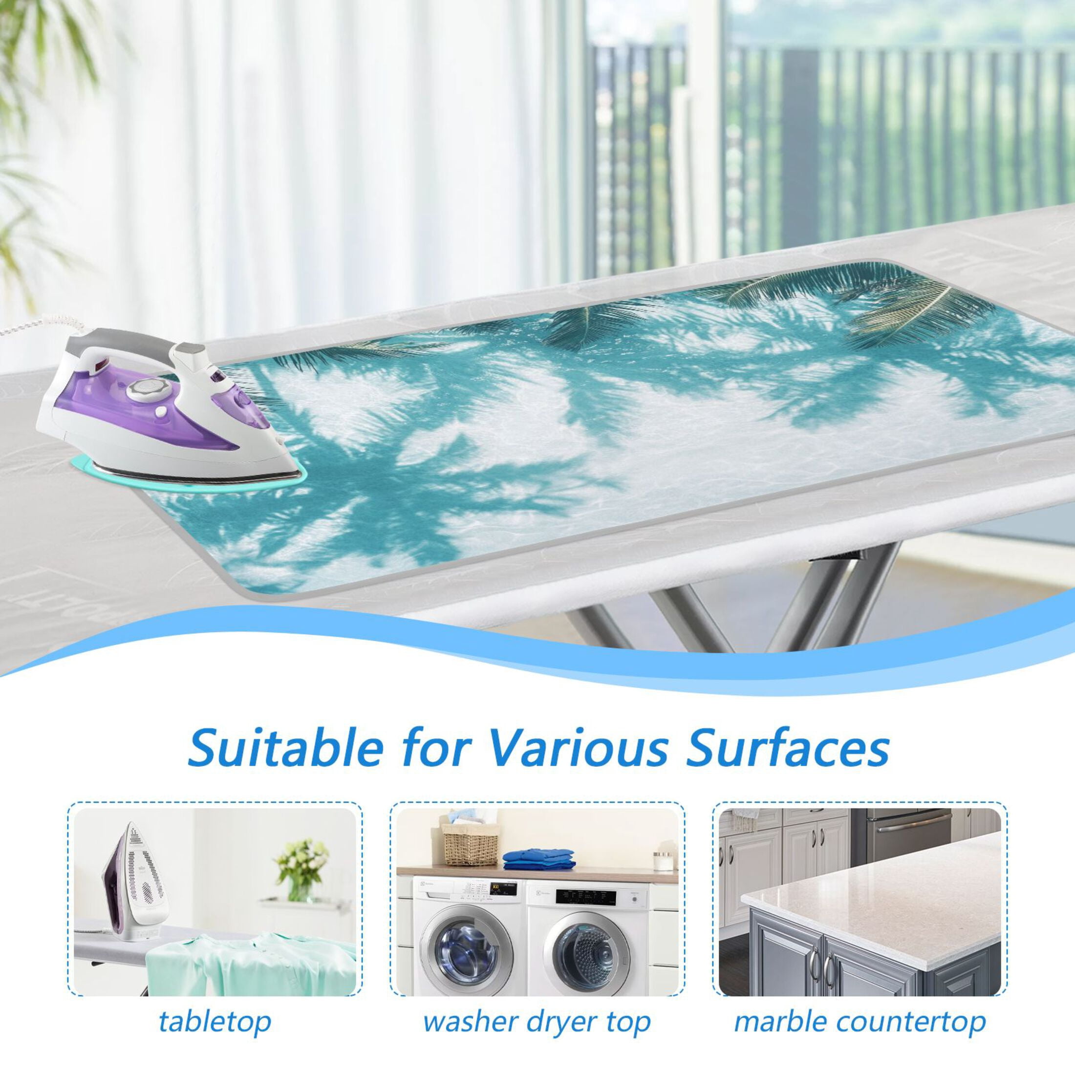 Palm Trees Shadows in Water Ironing Mat Blanket Portable Travel Ironing Pad Heat Resistant Pad 47.2" x 27.6”