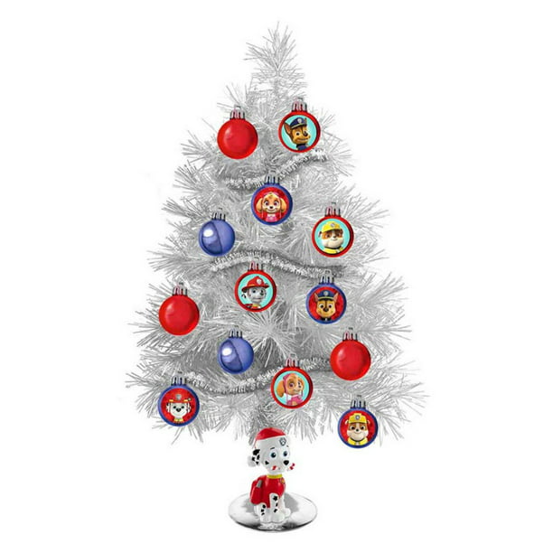 Kurt Adler 15-inch Paw Patrol Mini Tree with Ornaments and Marshall Figure on Base