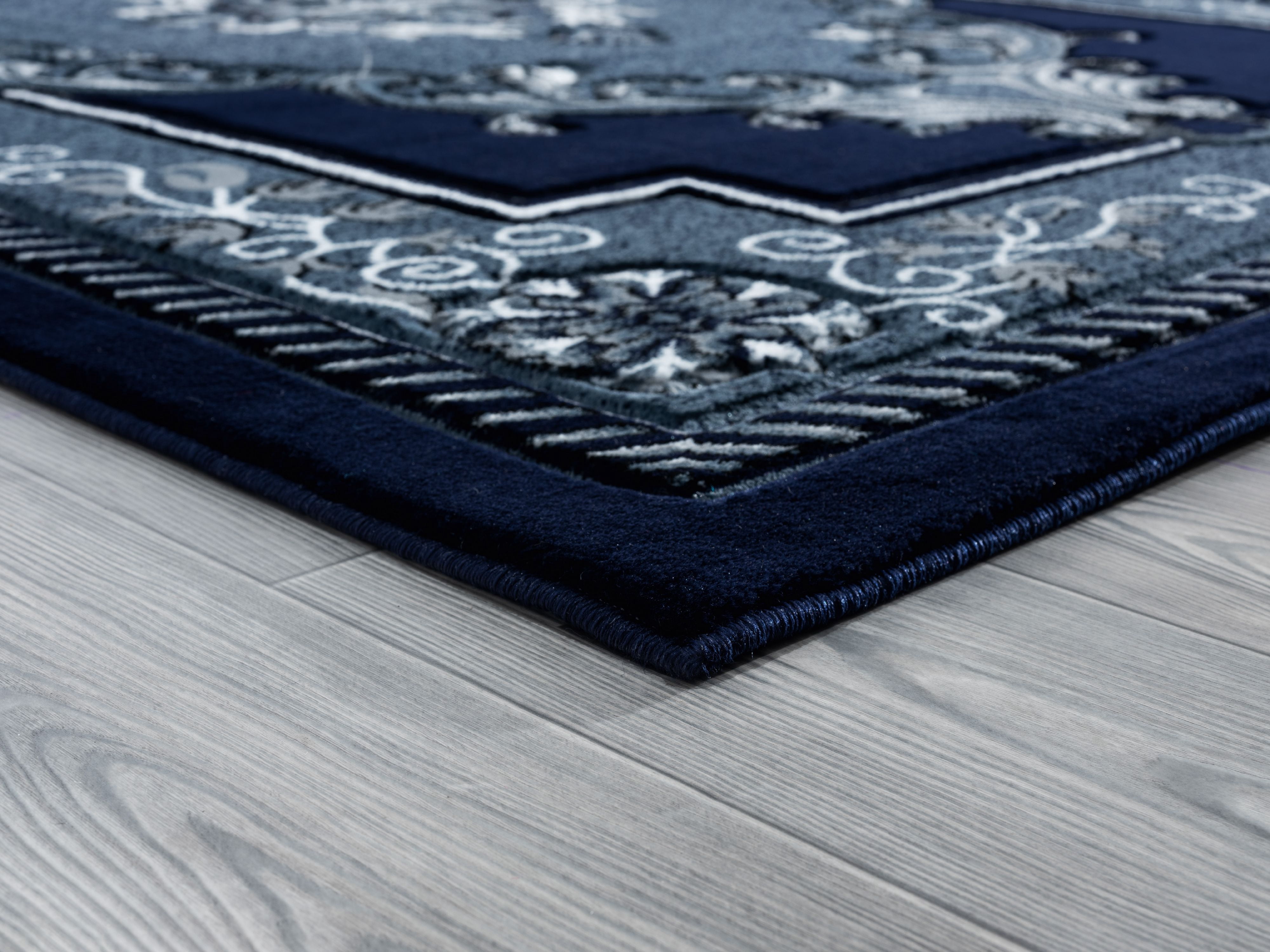 United Weavers Drachma Patras Traditional Medallion Runner Rug, Navy, 2'7" x 7'4"
