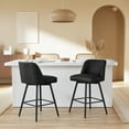 thumbnail image 3 of Modern Bar Stools Set of 2, 26" H Swivel Counter Height Barstools with High Backs, Kitchen Island Stools, For Bar & Home,Faux Leather, Black, 3 of 9