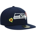thumbnail image 3 of Men's New Era College Navy Seattle Seahawks Chain Stitch Heart 59FIFTY Fitted Hat, 3 of 5