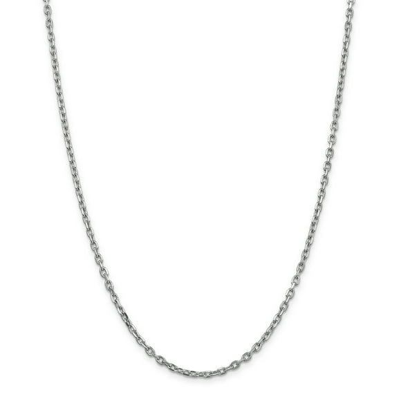 14K White Gold 3mm Diamond Cut Cable Chain 24 Inch