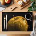 thumbnail image 2 of Yellow Fruit Placemats Set of 8, Modern Minimalist Decor Black Background Placemats for Dining Table, Place Mats for Kitchen Tabletop, Waterproof Wipeable Dining Table Mats Set, 2 of 9