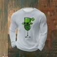 thumbnail image 5 of Handshe Men's Cotton Waffle T-Shirt, Loose Fit Stretch Long Sleeve with St.Patrick's Day Print, Casual Fitness Loungewear for Home and Daily Use, 5 of 5