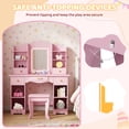 thumbnail image 6 of Pirecart Kids Vanity Set, Children Dressing Table and Chair with Mirror Drawer, 3 Color Lights, Large Storage, Detachable Shelf, Pink, 6 of 10