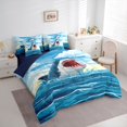 thumbnail image 2 of Manfei Cute Shark Twin Bedding, Ocean Oil Printing Bedding Comforter Set, Blue Scene, Blue Reversible, 7 Pieces, 2 of 6