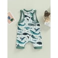 thumbnail image 4 of Franhais Newborn Sleeveless Patchwork Edge Romper, Marine Animals Printed Round Neck Snap Crotch Loose Fit Bodysuit, 4 of 8