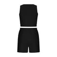 thumbnail image 6 of Virmaxy Womens Stylish Comfy Sports Fitness Suit Round Neck Summer Casual Fashion Solid Color Two-Piece Sports Suit Round Neck Summer Casual Fashion Solid Color Two-Piece Sports Set Black S, 6 of 7