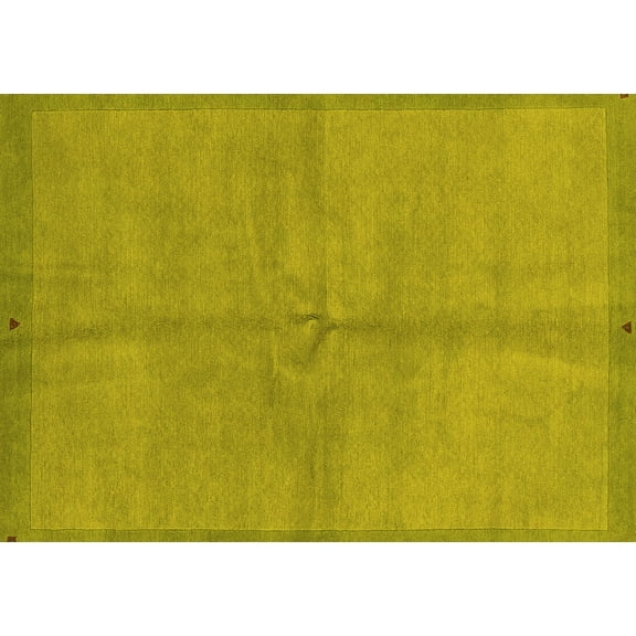 Ahgly Company Indoor Rectangle Abstract Yellow Modern Area Rugs, 5' x 7'
