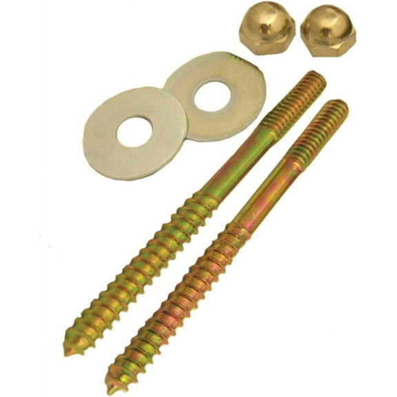 Lasco Fittings Toilet Screws - Brass Plated, Die Cast - 1/4" x 3-1/2", Nuts, Washers