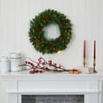 thumbnail image 3 of Nearly Natural 24in. White Mountain Pine Artificial Christmas Wreath with 35 LED Lights and Pinecones, 3 of 5