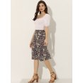 thumbnail image 2 of Falda Midi Fluida Con Cintura Elástica Y Volantes Con Estampado Floral Para Mujer Negro Floral M, 2 of 5