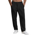 thumbnail image 6 of Kalauyu Mens Casual Linen Pants Loose Fit Elastic Drawstring Waist Straight-Legs Summer Yoga Beach Long Pants, 6 of 9