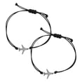 thumbnail image 3 of 2 piezas Pulsera de encanto de avión ajustable de cuerda trenzada a mano para hombres y mujeres para viajes y amistad presentes, 3 of 5
