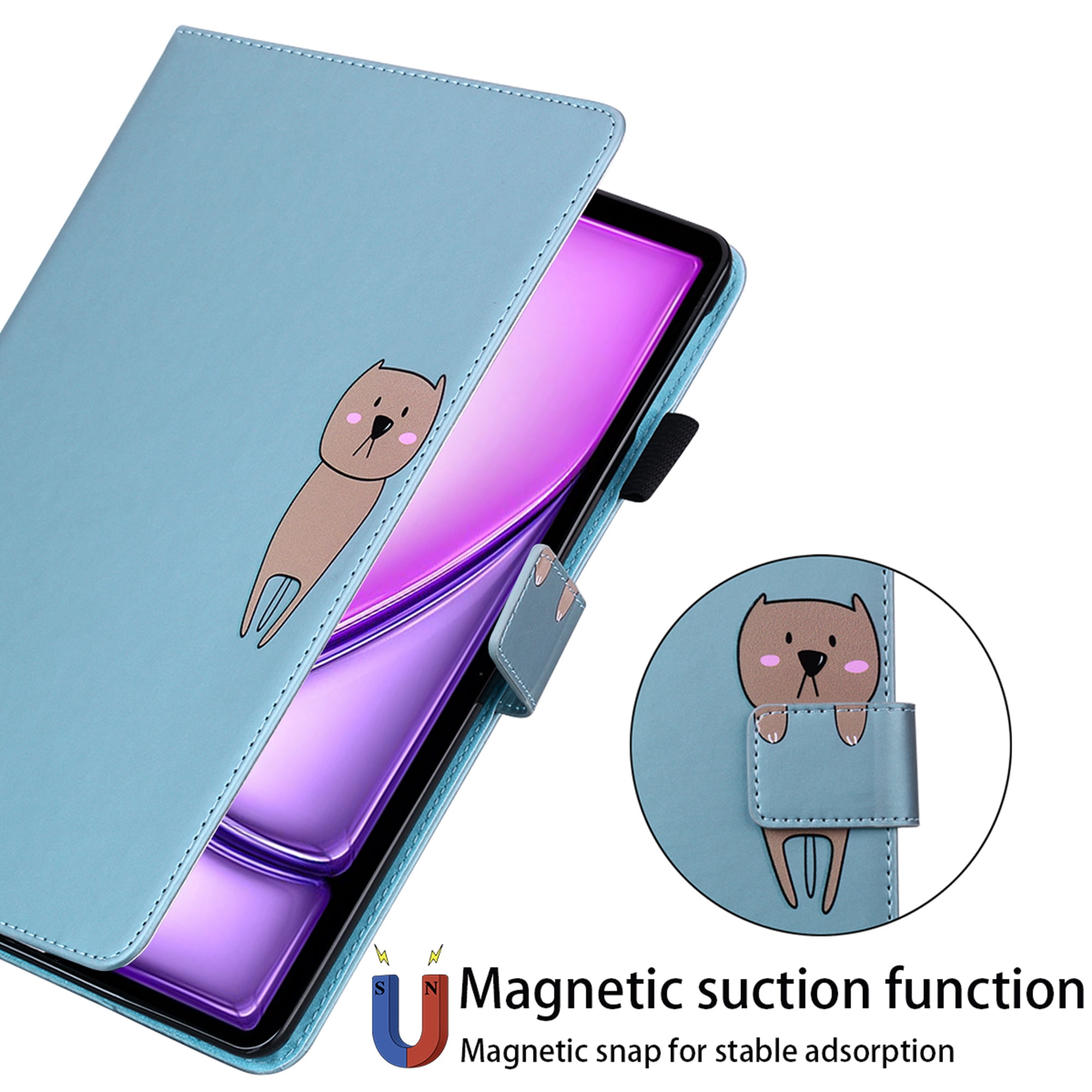 Dteck Folio Case for iPad Air 13-inch (M3/M2) 2025/2024, Multi-Angle Viewing Protective Stand Cover with Pencil Holder & Card Holder,Blue