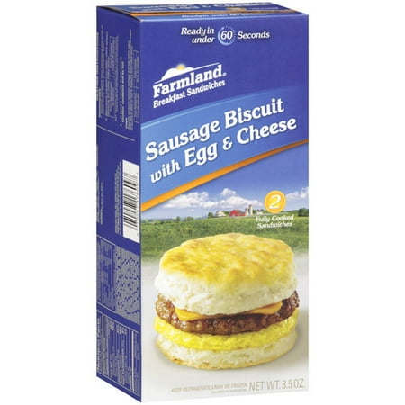 Farmland Foods Breakfast Sandwich Sausage Biscuits with Egg & Cheese, 8.5 oz, 2 count