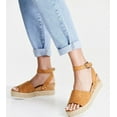thumbnail image 3 of Soda Topic Tan Open Toe Buckle Ankle Strap Espadrilles Platform Heeled Sandal (Tan, 8), 3 of 3