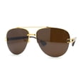 thumbnail image 1 of Luxury Metal Half Rim Tear Drop Officer Pilots Sunglasses Gold Brown, 1 of 4