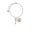 thumbnail image 2 of Delight Jewelry Goldtone Open Peace Heart Key - Domed Thank You Charm Bracelet, 6"+2", 2 of 5