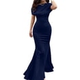 thumbnail image 2 of Women'S Off Shoulder Elegant Sleeveless Bodycon Long Formal Party Evening Dress Navy Blue L, 2 of 10