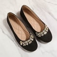 thumbnail image 6 of KIJBLAE Women's Pearl Rhinestone Decor Closed Toe Flats, Solid Slip On Comfortable Daily Casual Flat Shoes Black 36, 6 of 8