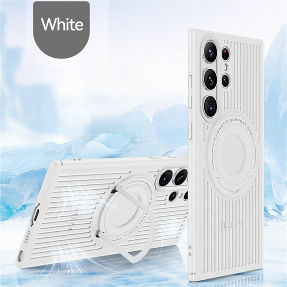 for Magnetic Heat Dissipatio case for Samsung Galaxy S23, Compatible with MagSafe, Cooling Drop Protection, Adjustable Kickstand case, Ice Armour Cool Matte Material Phone Case,White