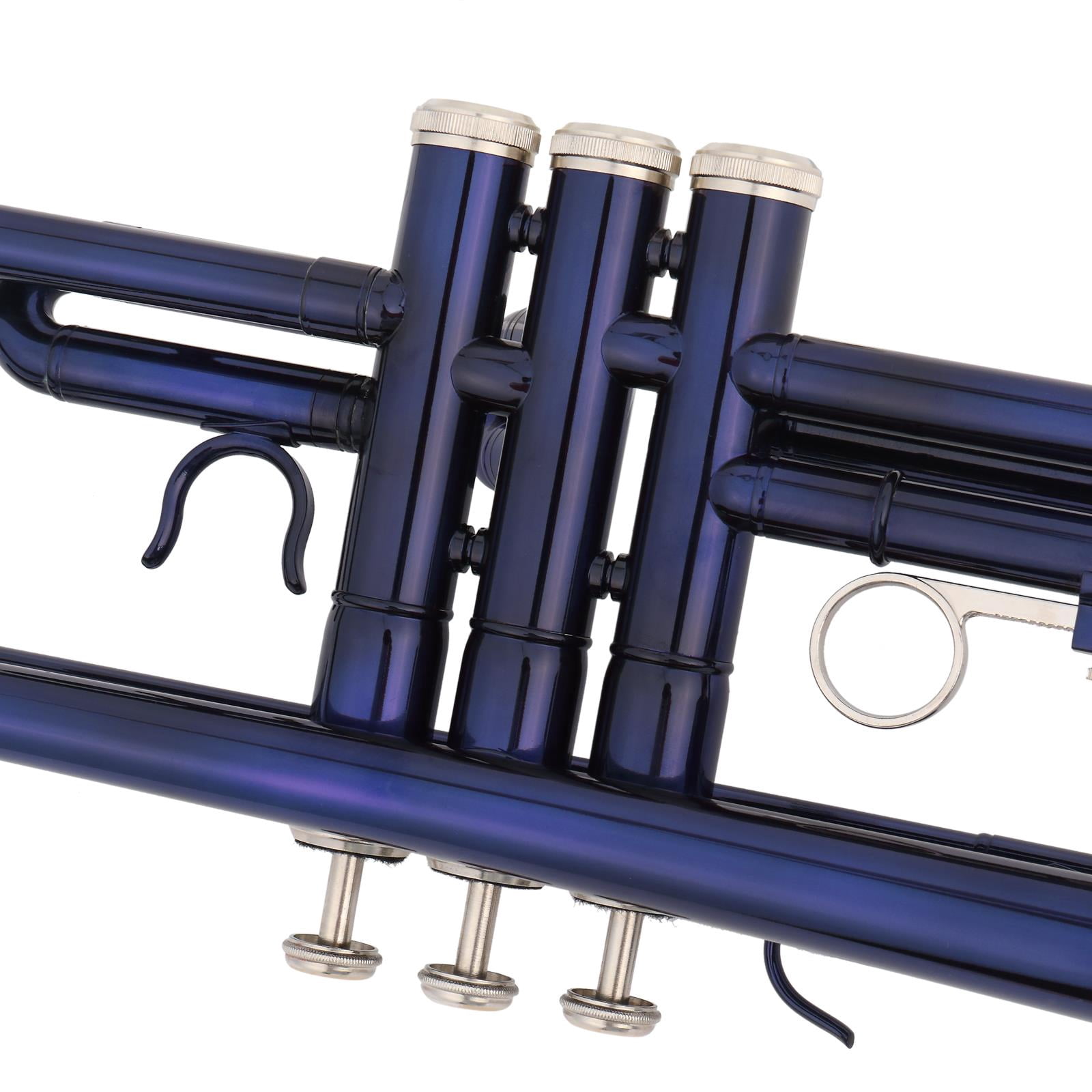 BaytoCare Bb Beginner School Band Trumpet with Mouthpiece Case, Blue