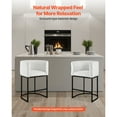 thumbnail image 3 of KFFKFF Set of 3 Counter Height Bar Stools, 25-inch Chairs with Backrest, Armrests, Metal Frame, and Footrest, Upholstered Fabric Seating for Kitchen or Dining Room, White, 3 of 9