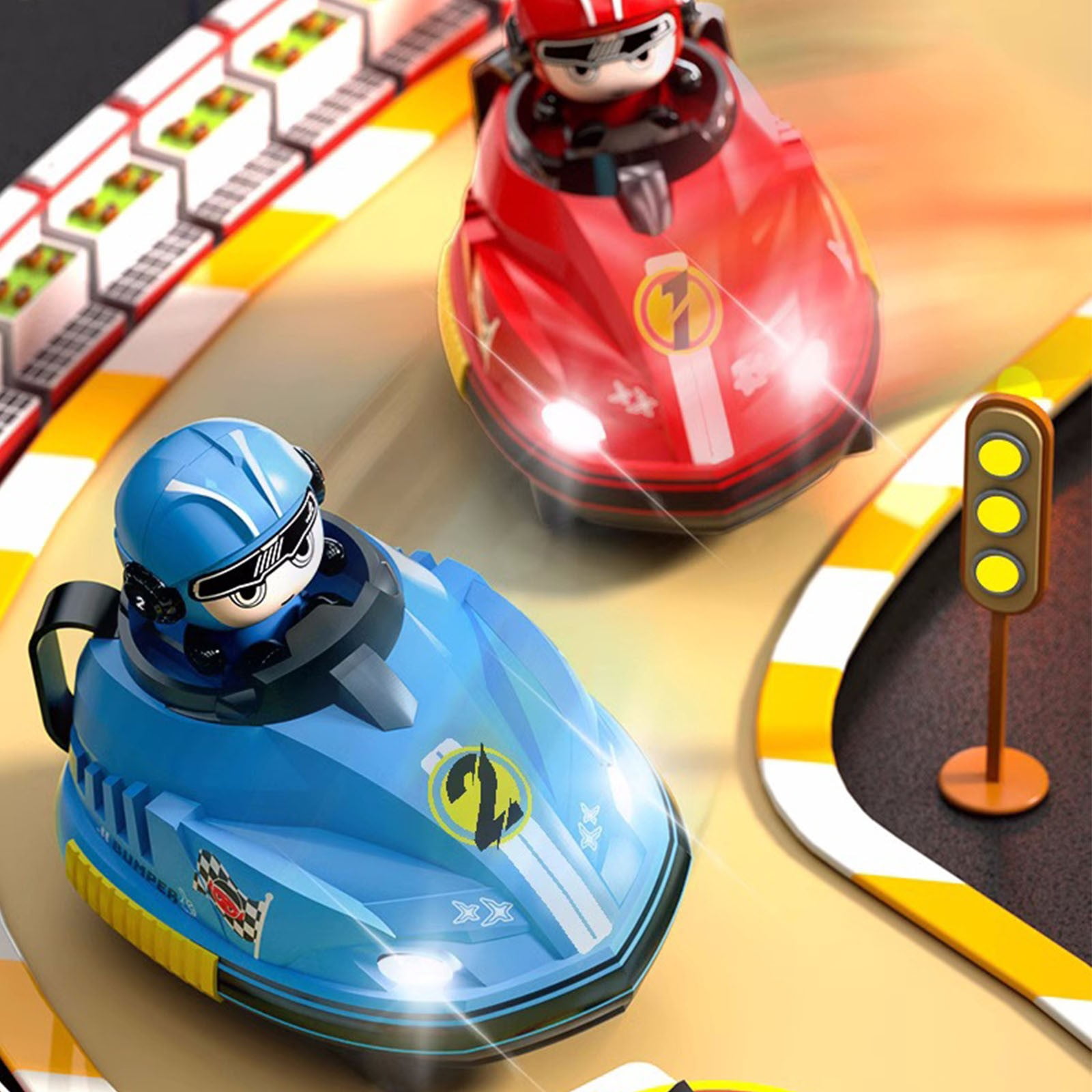 Cevemin 2 Pack Remote Control Bumper Cars - Interactive Family Game with Detachable Characters, ABS Plastic Body, Rechargeable Li-ion Battery & Rubber Tires for Indoor Racing Fun