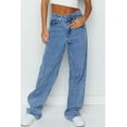thumbnail image 6 of Women's Blue Mid Rise Asymmetrical Waist Wide Leg Jeans - Comfortable & Stylish | [ZhiHiMeRi] | 10, 6 of 10