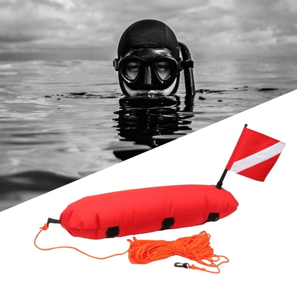 Inflatable Safety Float Scuba Diving Surface Marker Signal Float With Dive Flag 78LBS Maximum Buoyancy For Spearfishing Swimming