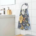 thumbnail image 3 of Yayeee 100% Cotton Hand Towels for Bathroom 16" x 28" Kitchen Towel, Navy Floral Pattern, 3 of 7