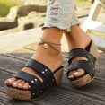 thumbnail image 3 of IUJSOY Womens Summer Two Strap Platform Wedge Slide Sandals Beach Arch Support Footbed Sandals, 3 of 8