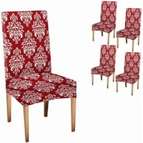 Floral Baroque Damask Redand White Ornament Chair Cover,Chair Seat Covers Set of 4 Removable Washable Parson Chair Covers for Dining Room,Living Room,Kitchen