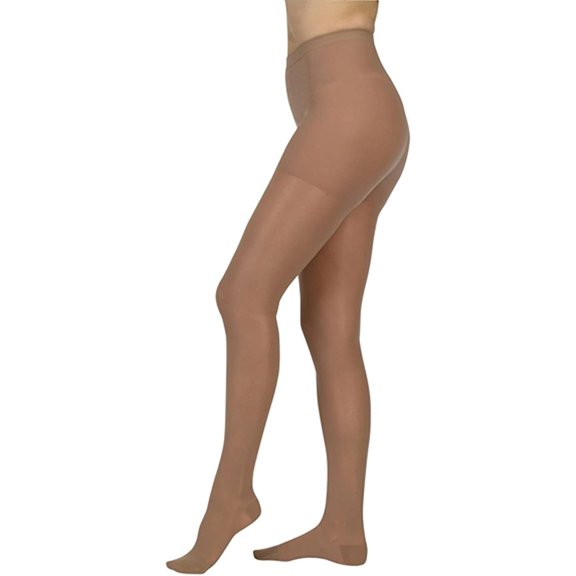 Juzo 2100 Naturally Sheer Open Toe Pantyhose - 15-20 mmHg Reg Black II