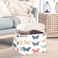 thumbnail image 3 of Yayeee Collapsible Cube Storage Bin with Lid Fabric Closet Decorative Basket with Handles, Orange Butterflies, 3 of 7