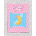 thumbnail image 1 of Sweet Dreams Tapestry, Pink Starry Backdrop with Open Window and Sleeping Moon in Sky, Wall Hanging for Bedroom Living Room Dorm Decor, 60W X 80L Inches, Pink Yellow and Pale Blue, by Ambesonne, 1 of 2