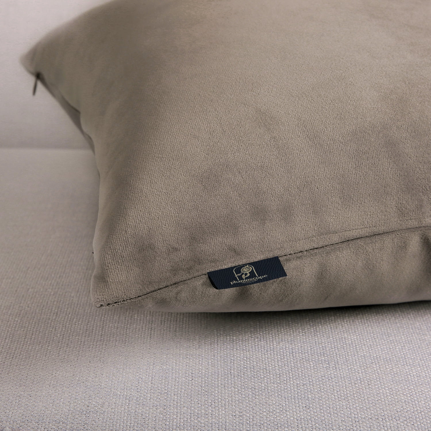 Phantoscope Soft Silky Velvet Series Square Decorative Throw Pillow Cusion for Couch, 18" x 18", Light Coffee, 2 Pack