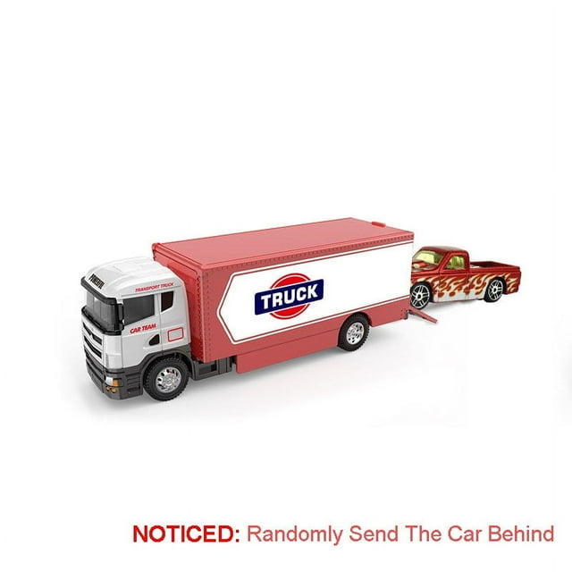 1: 64 Scale Container Trailer Cars Alloy Toy Diecast Models Wheel Pull Back Flatbed Transport Vehicles for Boys Educational Toys 504-2 Red