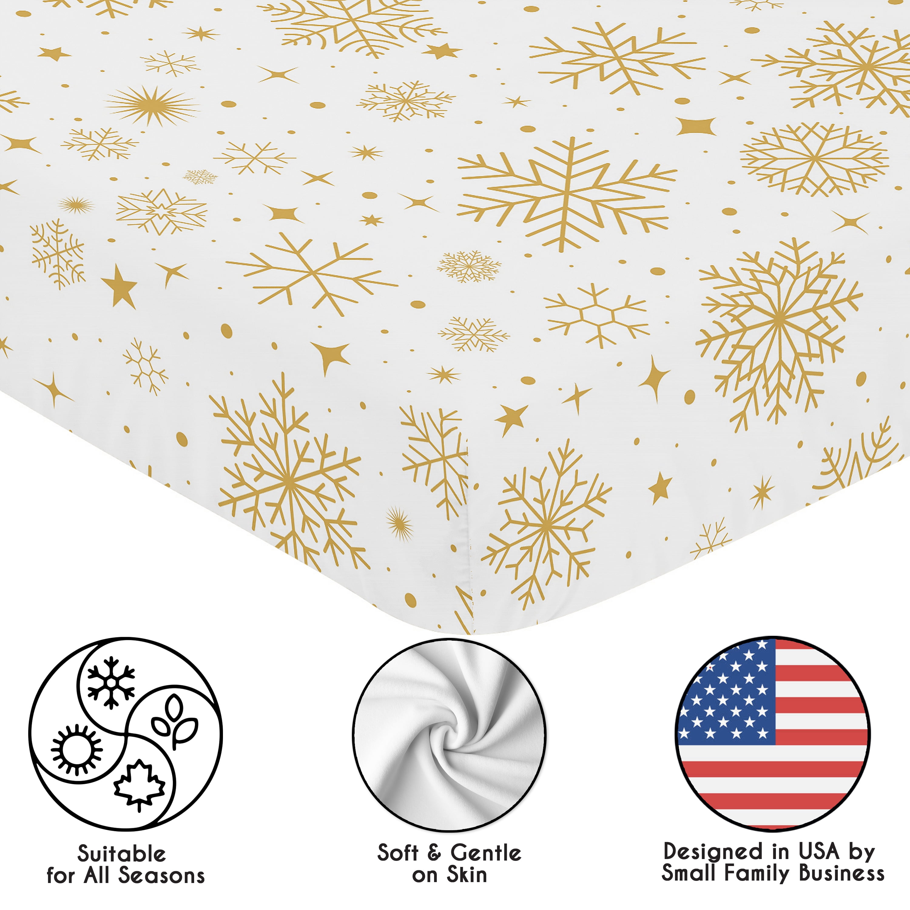 Sweet Jojo Designs Christmas Snowflakes Holiday Boy, Girl, Unisex/Gender Neutral Fitted Crib Sheet