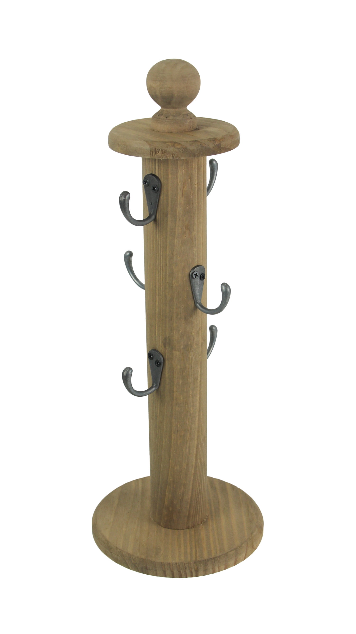 walmart wood rack on Primitive Turned Wood 6 Hook Countertop Kitchen Mug Rack Key Holder Walmart Com Walmart Com
