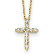 Auriga 14K Yellow Gold 2.2 mm Diamond Cross Necklace for Women 18"