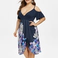 thumbnail image 4 of LSLJS Women Plus Size V-Neck Floral Print Short Sleeve Boho Dress, 4 of 7