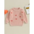 thumbnail image 3 of Valentine's Day Toddler Baby Girls Winter Sweater 3M 6M 9M 12M 18M 24M 3Y Long Sleeve Heart Pattern Knit Pullovers Tops Loose Shirt, 3 of 10