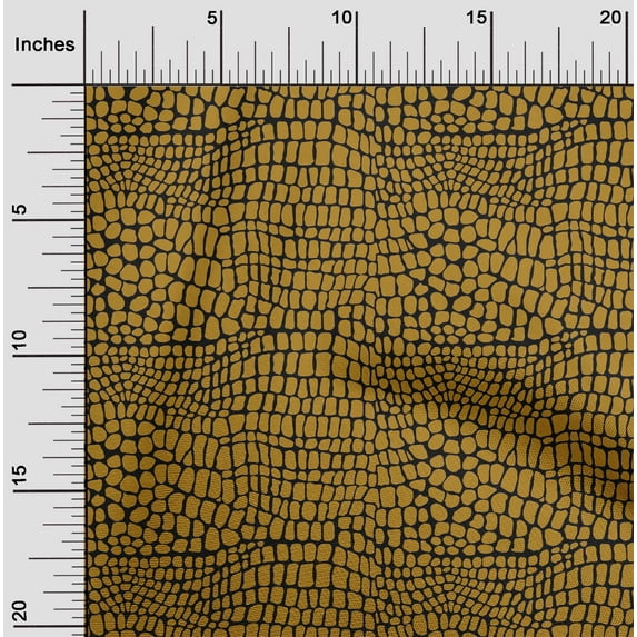 oneOone Cotton Flex Dark Mustard Fabric Crocodile Animal Skin Sewing Fabric By The Yard Printed Diy Clothing Sewing Supplies 40 Inch Wide