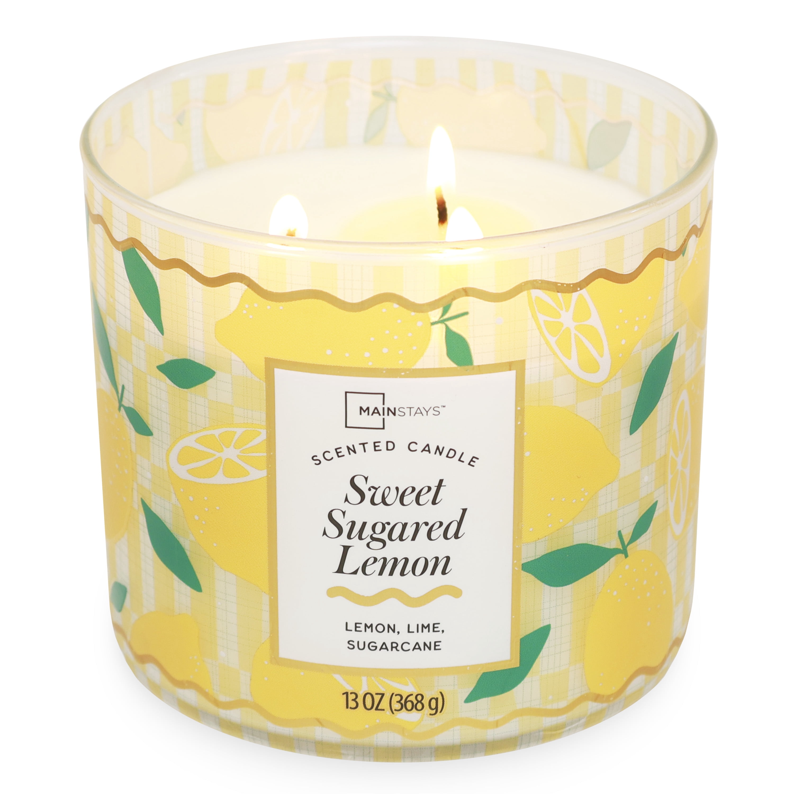 Mainstays Sweet Sugared Lemon 3-Wick Fragrance Candle with Decorative Wrap, 13 Ounce