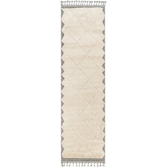 Hauteloom Metzger Hallway, Kitchen Runner Rug - Global - High Pile - Gray, Beige - 2'10" x 10'