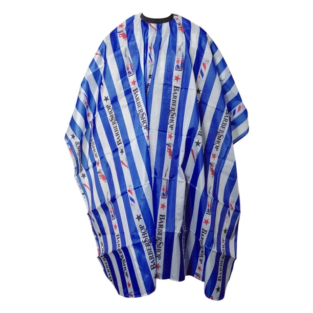 Capa de corte de cabello de patrón a rayas de moda de 1 pieza Unique Bargains 60.24"x54.72" Azul Blanco
